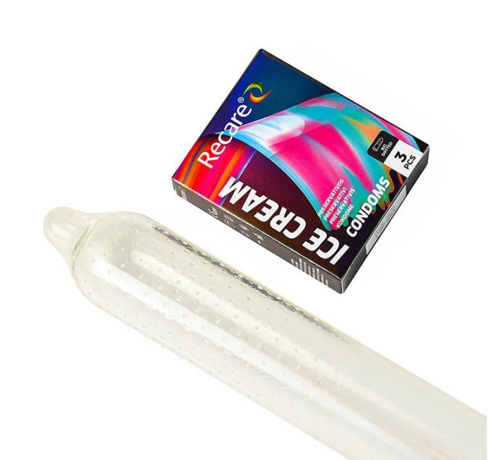 Holographic Recare Ice Cream Big Dotted Condoms 3 шт, з пухирцями, аромат: морозиво