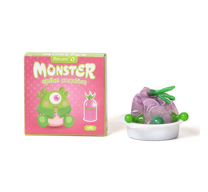 Recare Green Monster Spike Condom (з рядом кульок і вусиками на кінчику)