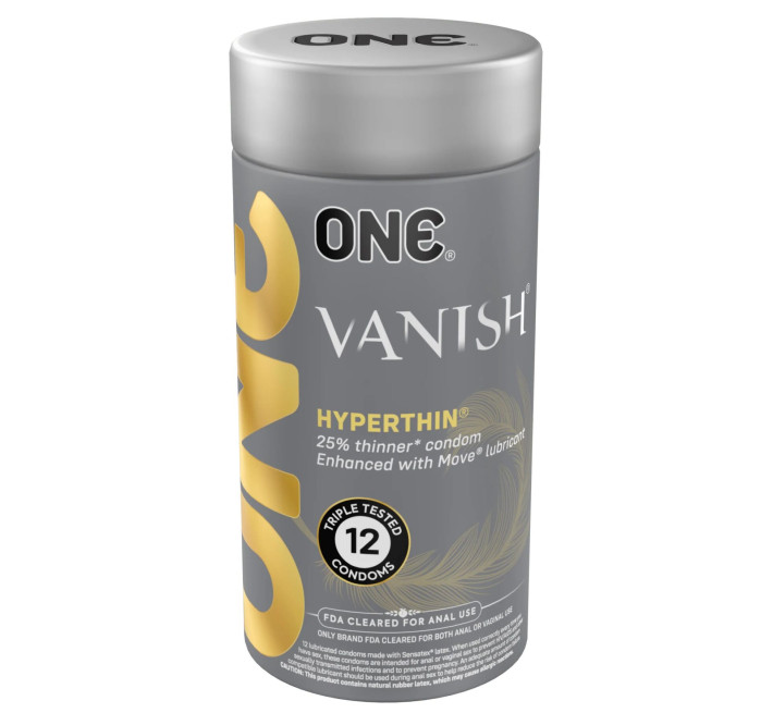 ONE Vanish Hyperthin, 12 шт, ультратонкі, зі змазкою, подарункове паковання-тубус