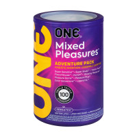 ONE Mixed Pleasures, 100 шт, 10 видів, паковання-тубус ONE Mixed Pleasures, 100 шт, 10 видів, паковання-тубус