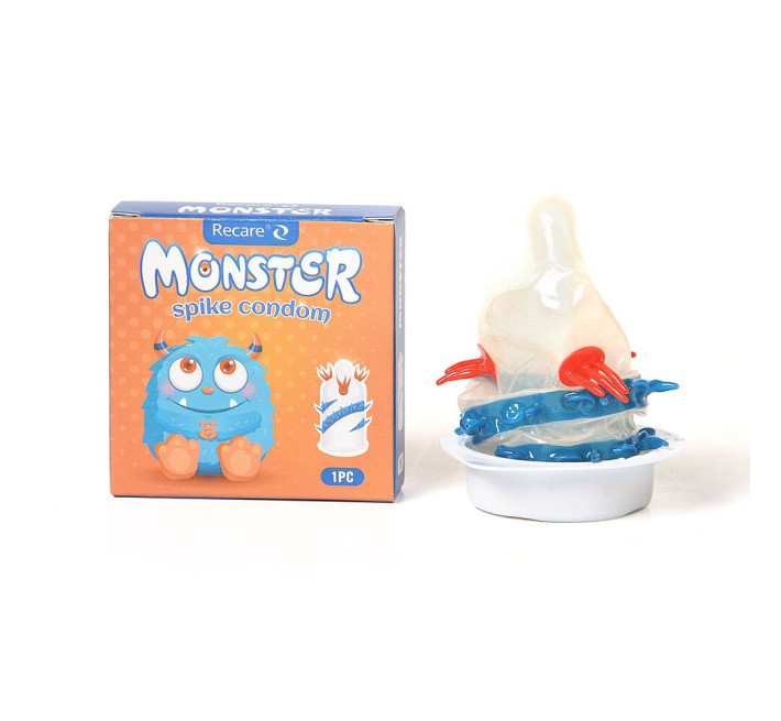 Recare Blue Monster Spike Condom (з вусиками та спіраллю шипів)