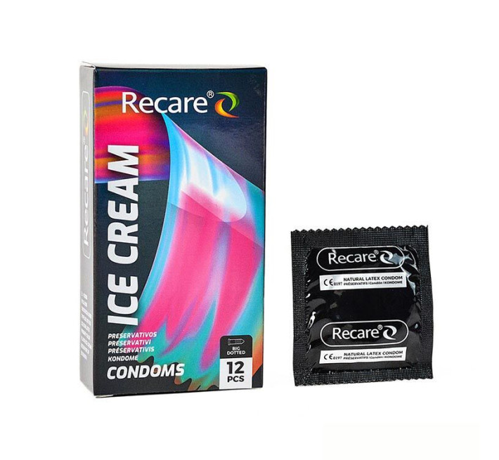 Holographic Recare Ice Cream Big Dotted Condoms 12 шт, з пухирцями, аромат: морозиво
