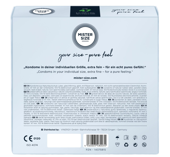 Mister Size - pure feel - 47 (36 condoms), товщина 0,05 мм