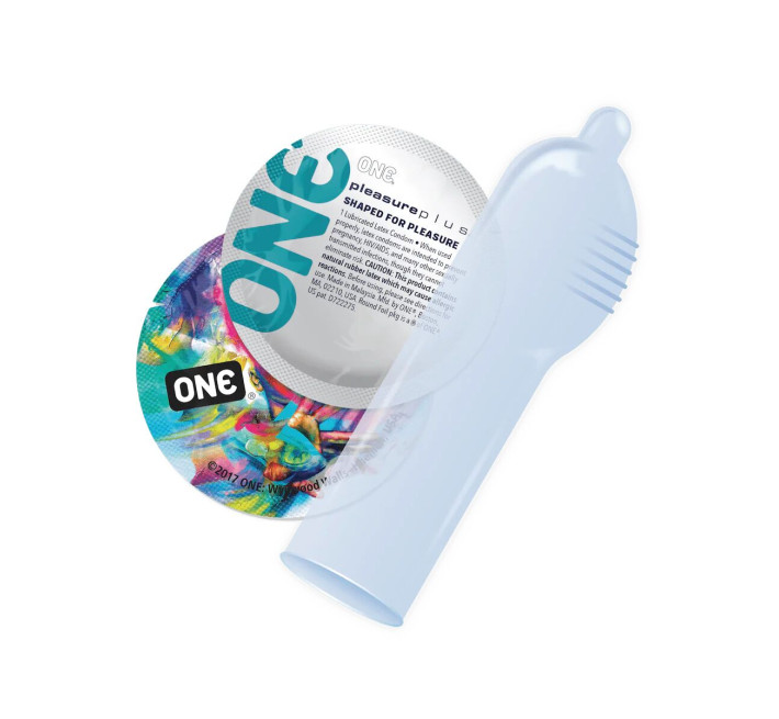 ONE Pleasure Plus, 12 шт, з ребристою ділянкою на кінці, подарункове паковання-тубус