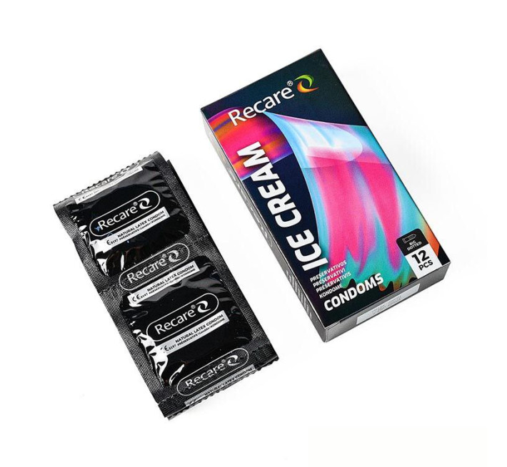 Holographic Recare Ice Cream Big Dotted Condoms 12 шт, з пухирцями, аромат: морозиво