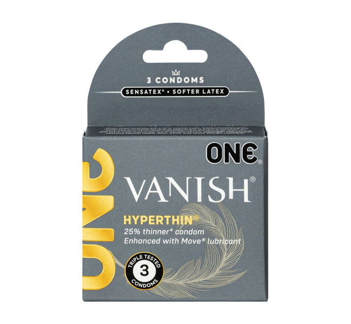 ONE Vanish Hyperthin, 3 шт, ультратонкі, зі змазкою, картонне паковання