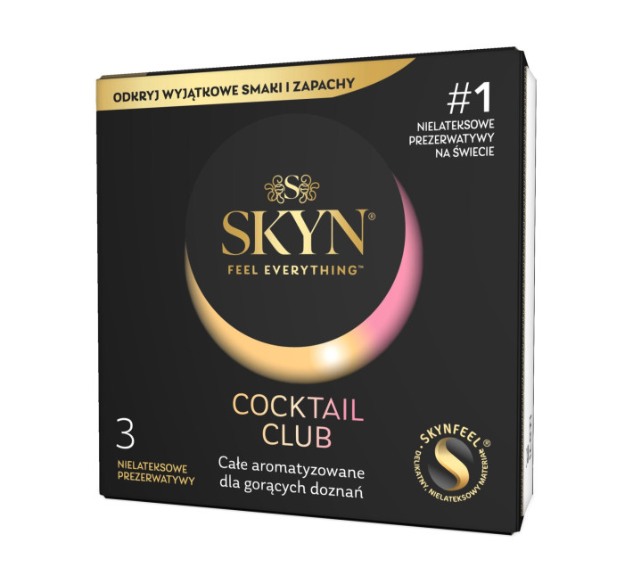 Презервативы SKYN Cocktail Club 3 шт, вкусы Pina Colada, Cherry Sunrise и Passion Daiquiri