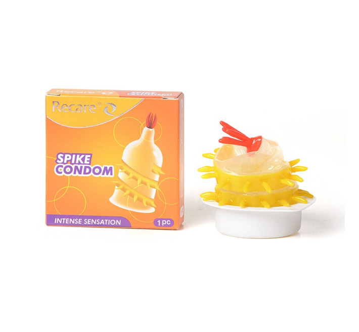 Recare Spike Condom Yellow (з вусиками та спіраллю шипів)