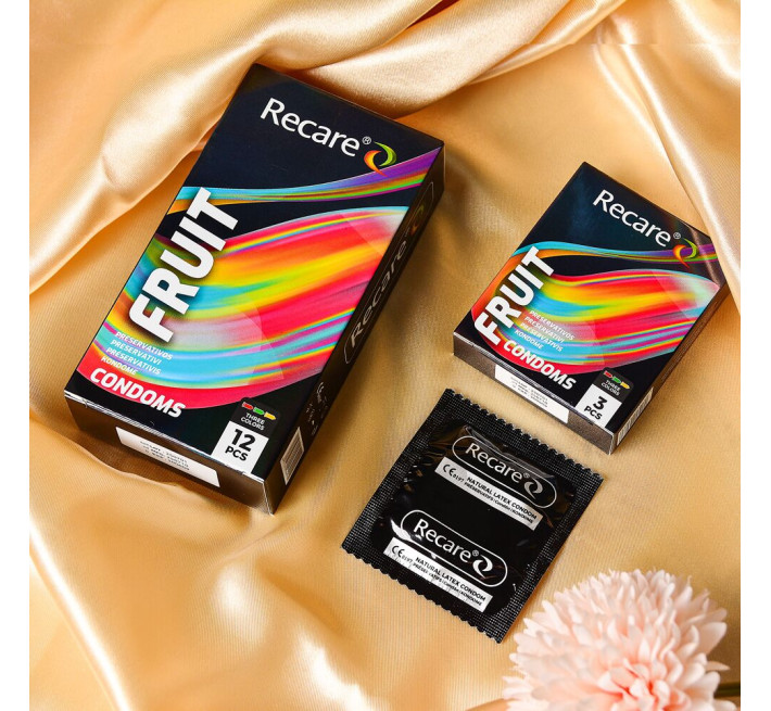 Holographic Recare Fruit Flavour Condoms 3 шт, аромати: м'ята, банан, полуниця