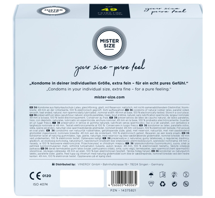 Mister Size - pure feel - 49 (36 condoms), товщина 0,05 мм