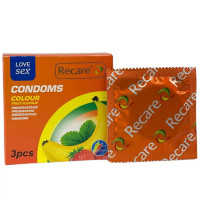 Recare Color Fruit Flavour Condoms 3 шт, аромати: м'ята, банан, полуниця